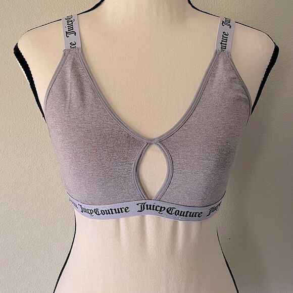 Juicy Couture Gray and White Cut-Out Sports Bra. Fits a Medium to Large. - Picture 2 of 4